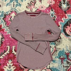 Aerie Red and White Striped Long Sleeve Tee